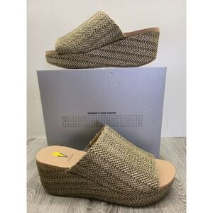 Volatile Canteen Pewter Metallic Woven Wedge Platform Slide Sandals Size 11